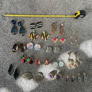 18 pairs of vintage pierced earrings